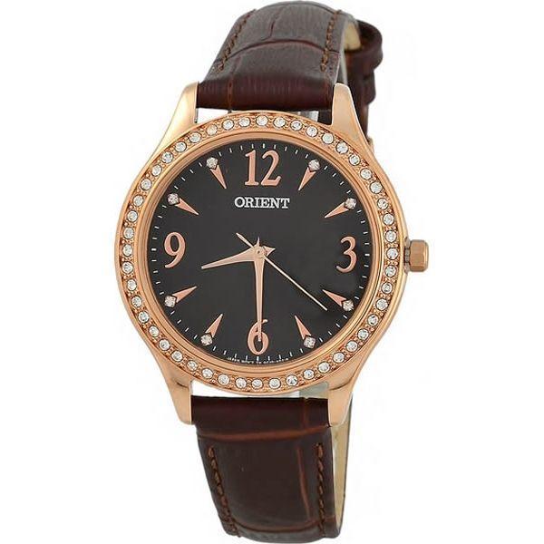Orient Orient QC10004T (FQC10004T)  FQC10004T  женские часы черный циферблат, браслет кожа + текстиль — вид спереди