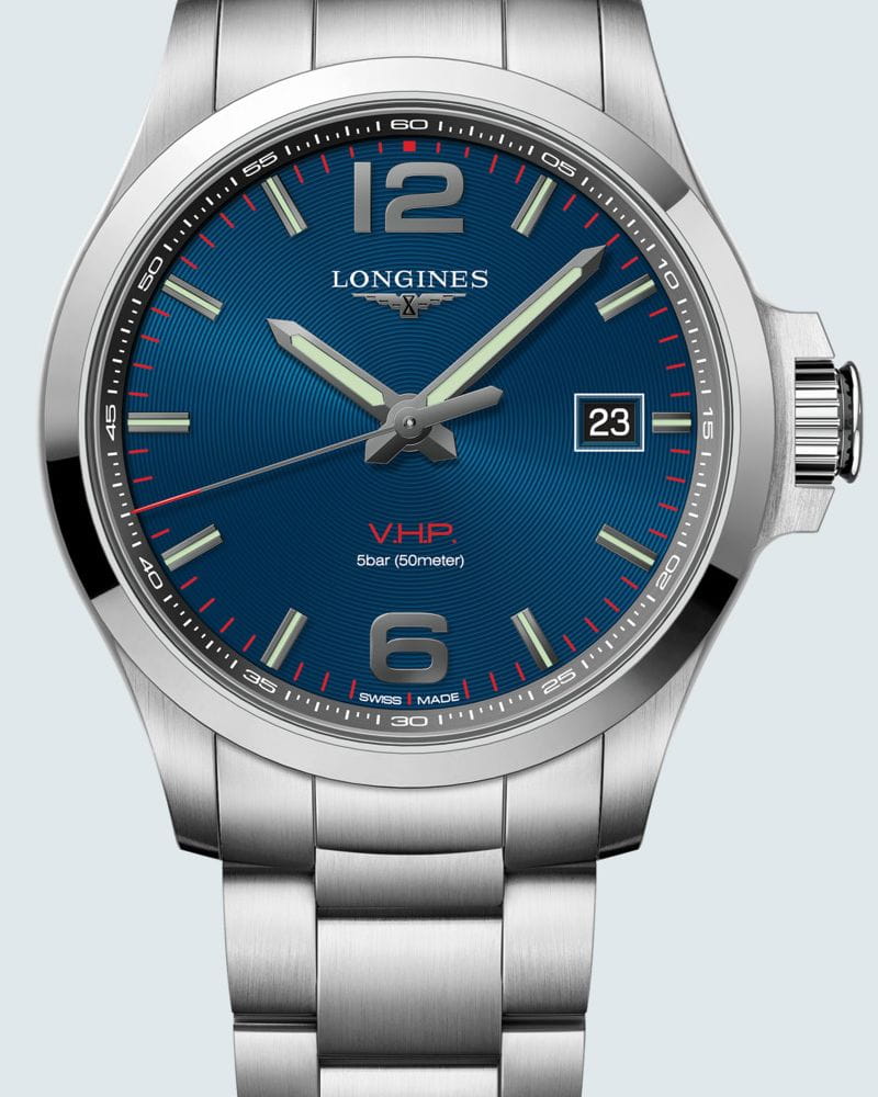 Оригинальные часы Longines  Longines Conquest V.H.P. L3.726.4.96.6 кварцевые калибр механизма l288.2 (на основе eta e56.111) общий вид