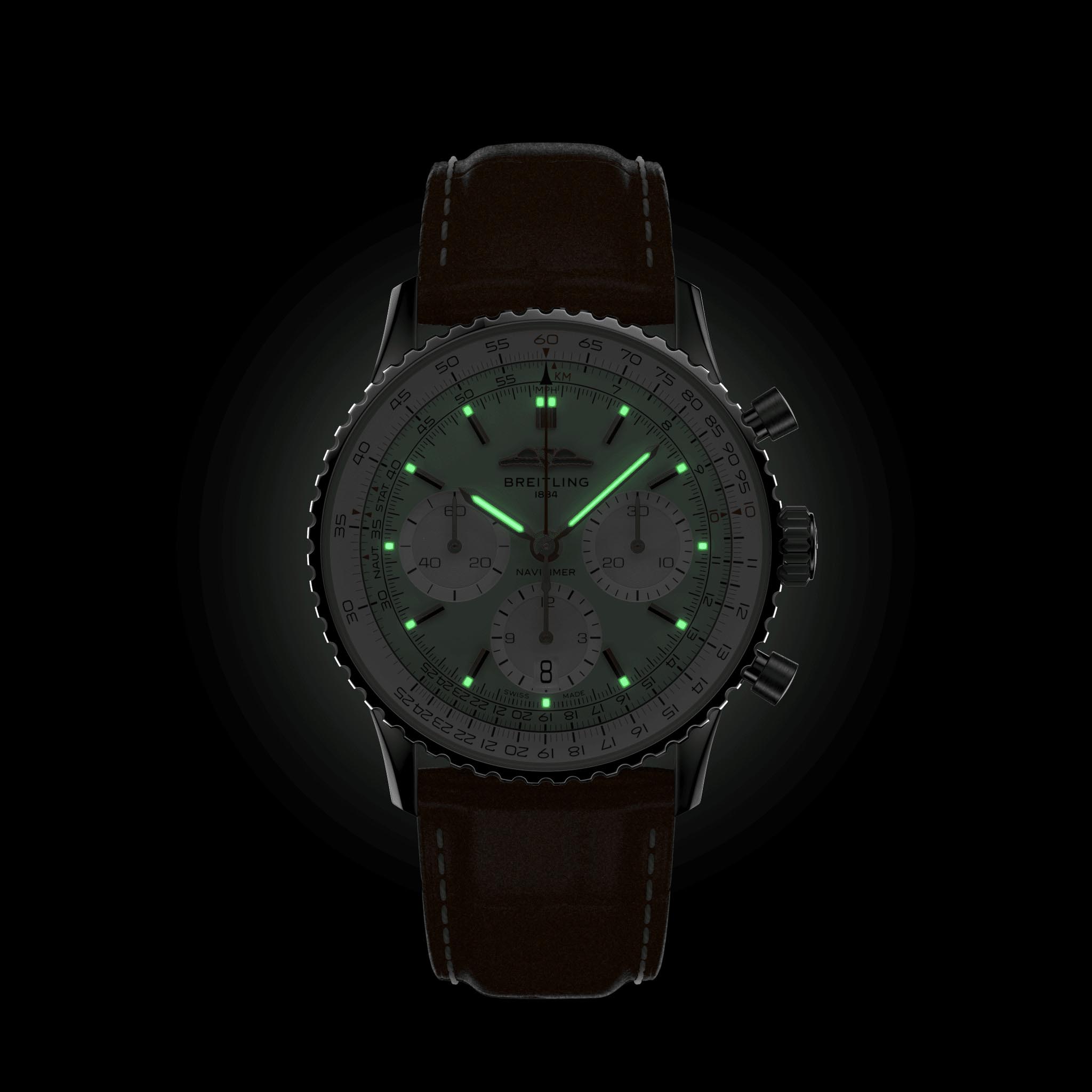 Breitling Breitling Navitimer B01 Chronograph 41 AB0139211L1P1, navitimer швейцария мужские часы на браслете кожаный боковой вид