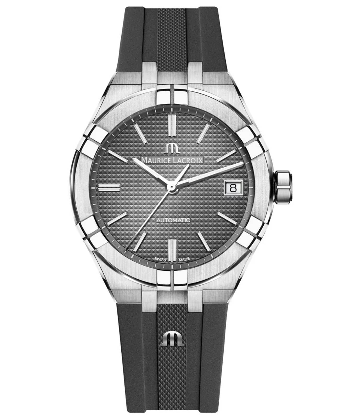 Maurice Lacroix Maurice Lacroix Aikon Automatic AI6007-SS000-230-2  AI6007-SS000-230-2 механические мужские часы серый циферблат, браслет каучук — вид спереди