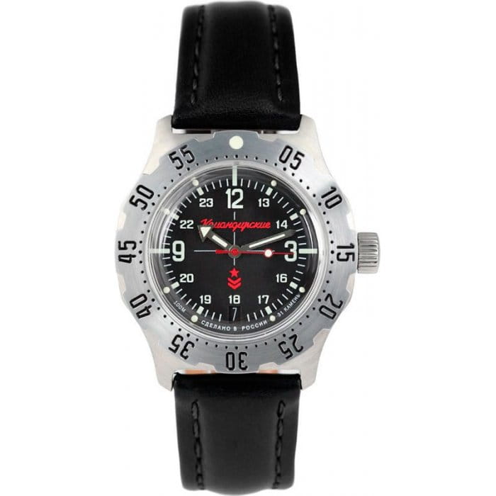 Восток Восток Командирские 350503  350503 механические мужские часы  циферблат, браслет  — вид спереди