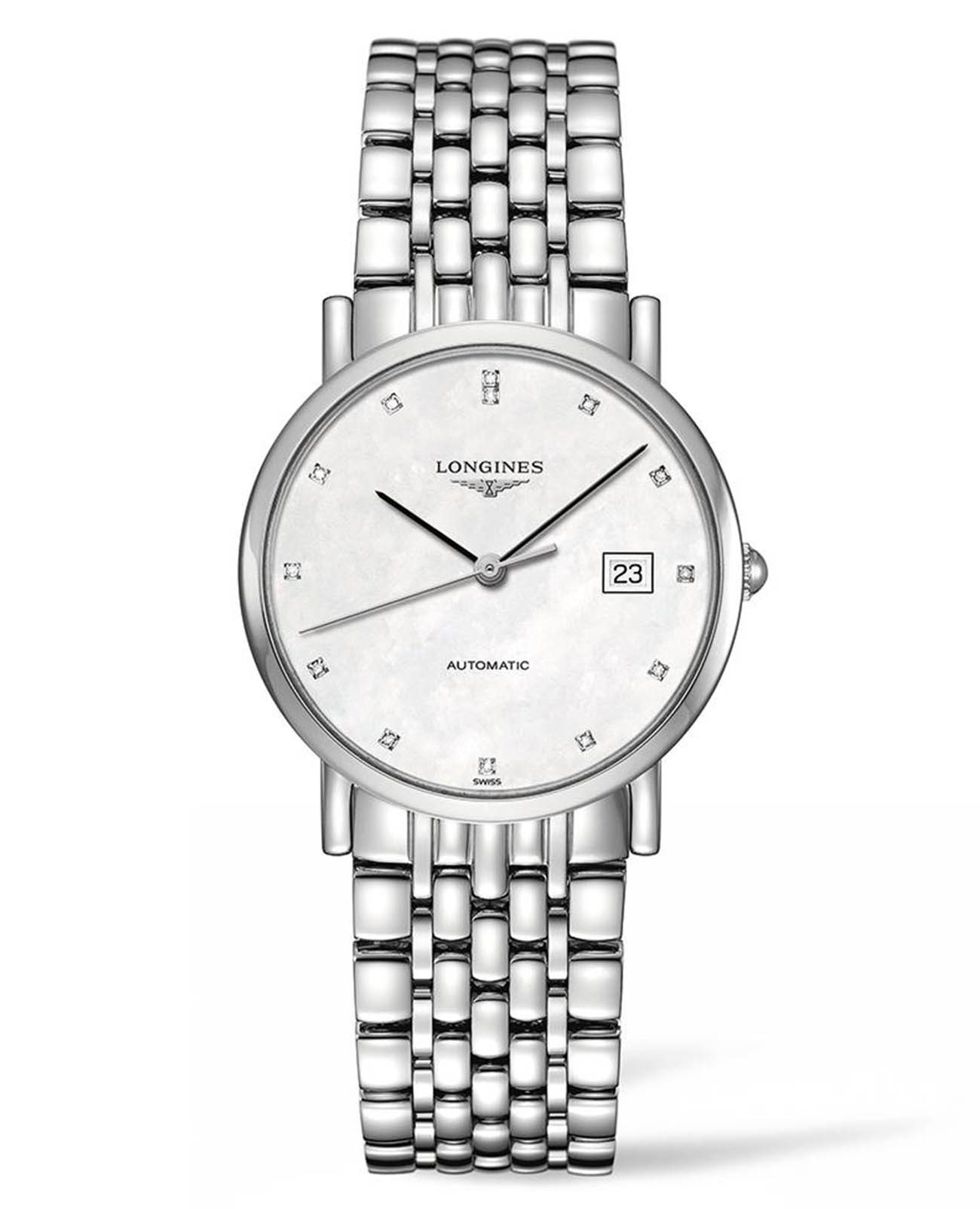 Longines Longines Elegant Collection L4.809.4.87.6  L48094876 механические мужские часы перламутровый циферблат, браслет нержавеющая сталь — вид спереди