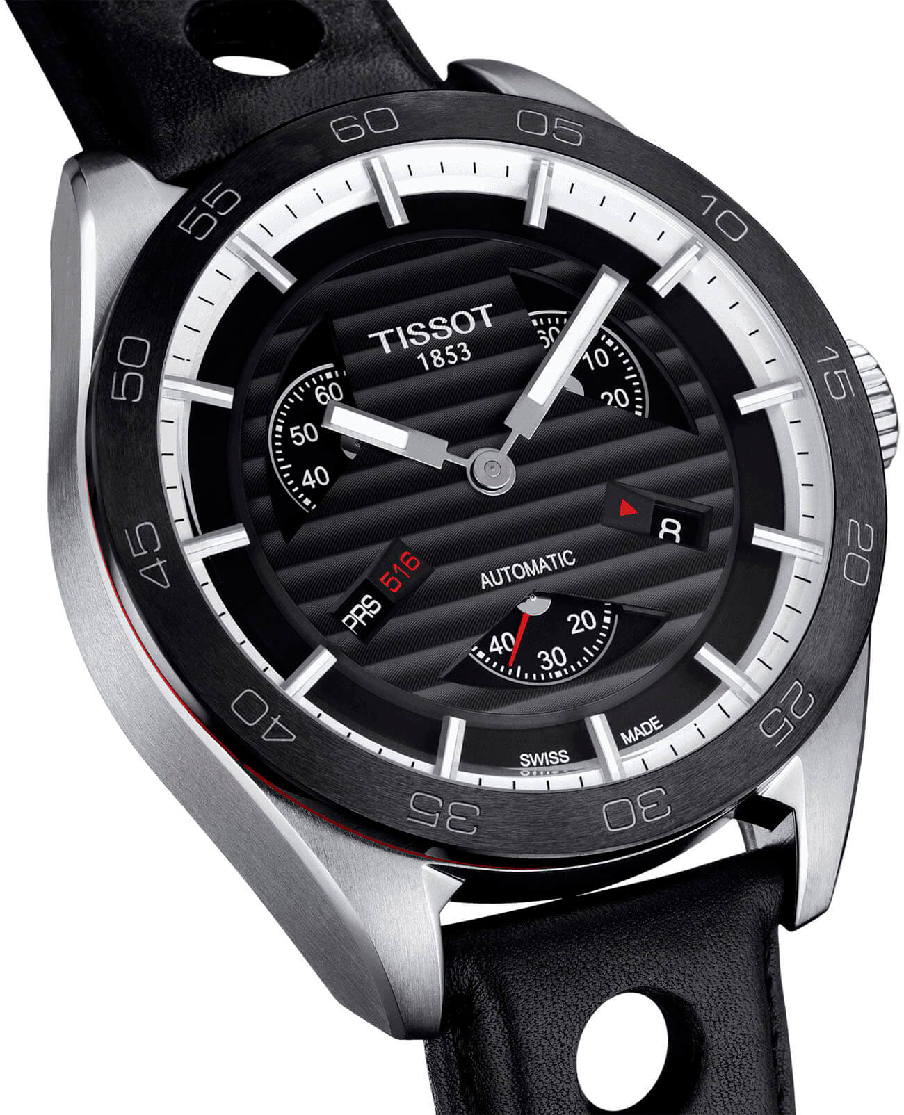 Tissot Tissot PRS 516 Automatic Small Second T100.428.16.051.00, t-sport швейцария мужские часы на браслете кожаный боковой вид