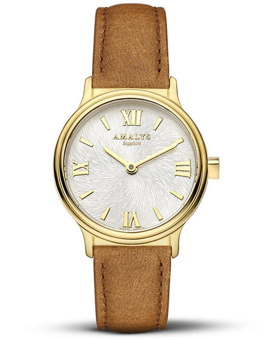 Amalys Amalys Watson AMW-164  AMW-164 кварцевые женские часы белый циферблат, браслет кожаный — вид спереди
