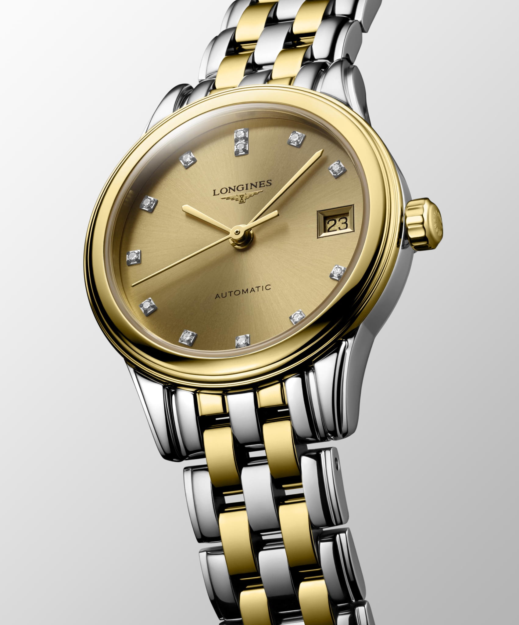 Longines Longines Flagship L4.274.3.37.7, flagship швейцария женские часы на браслете сталь c pvd покрытием боковой вид