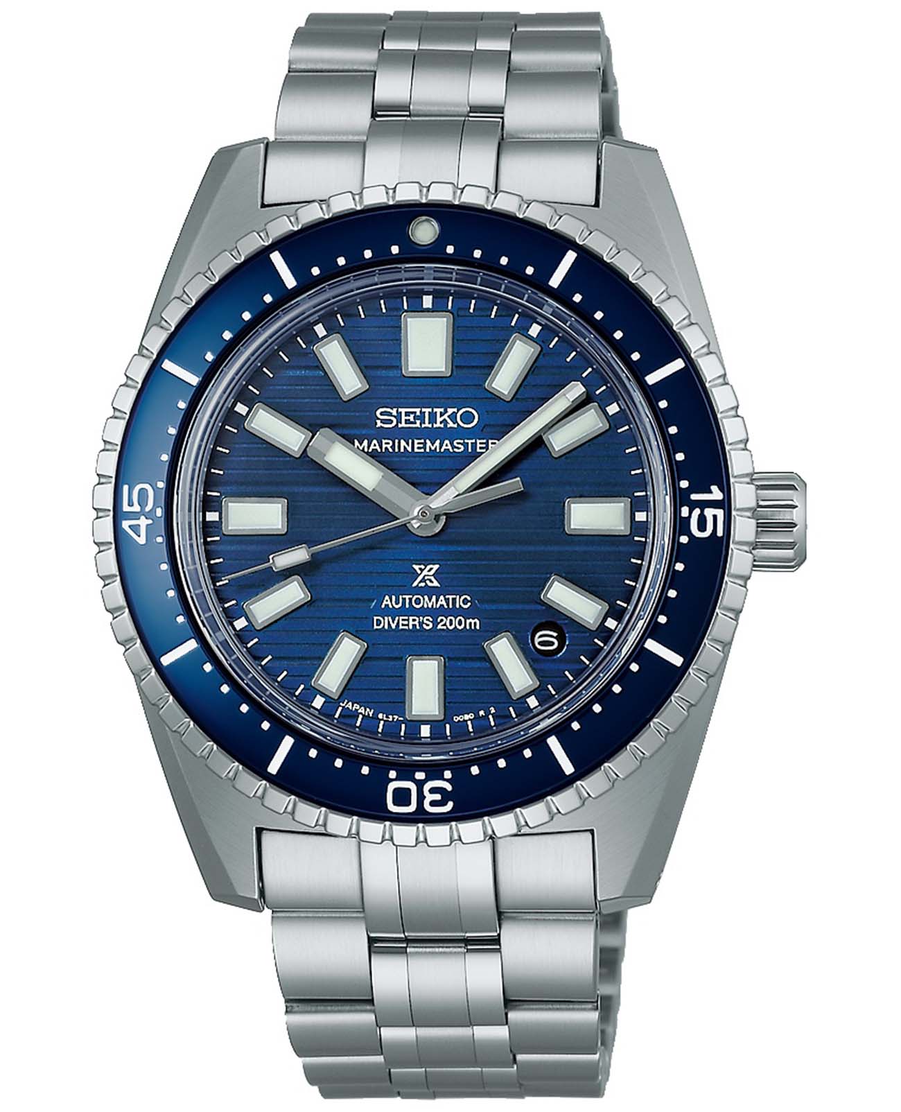 Seiko Seiko Prospex Marinemaster SJE119 Marinemaster SJE119 механические мужские часы синий циферблат, браслет нержавеющая сталь — вид спереди