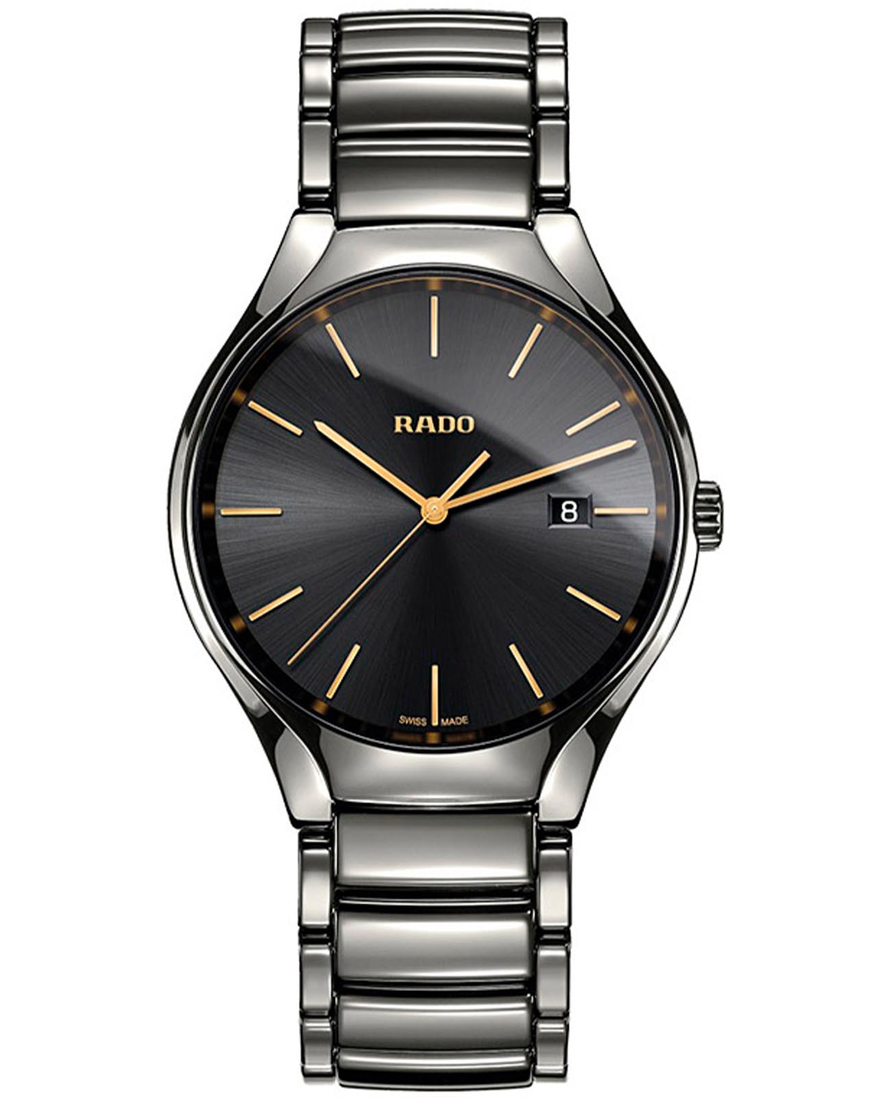 Rado Rado True R27239152  R27239152 кварцевые мужские часы черный циферблат, браслет высокотехнологичная плазменная керамика — вид спереди