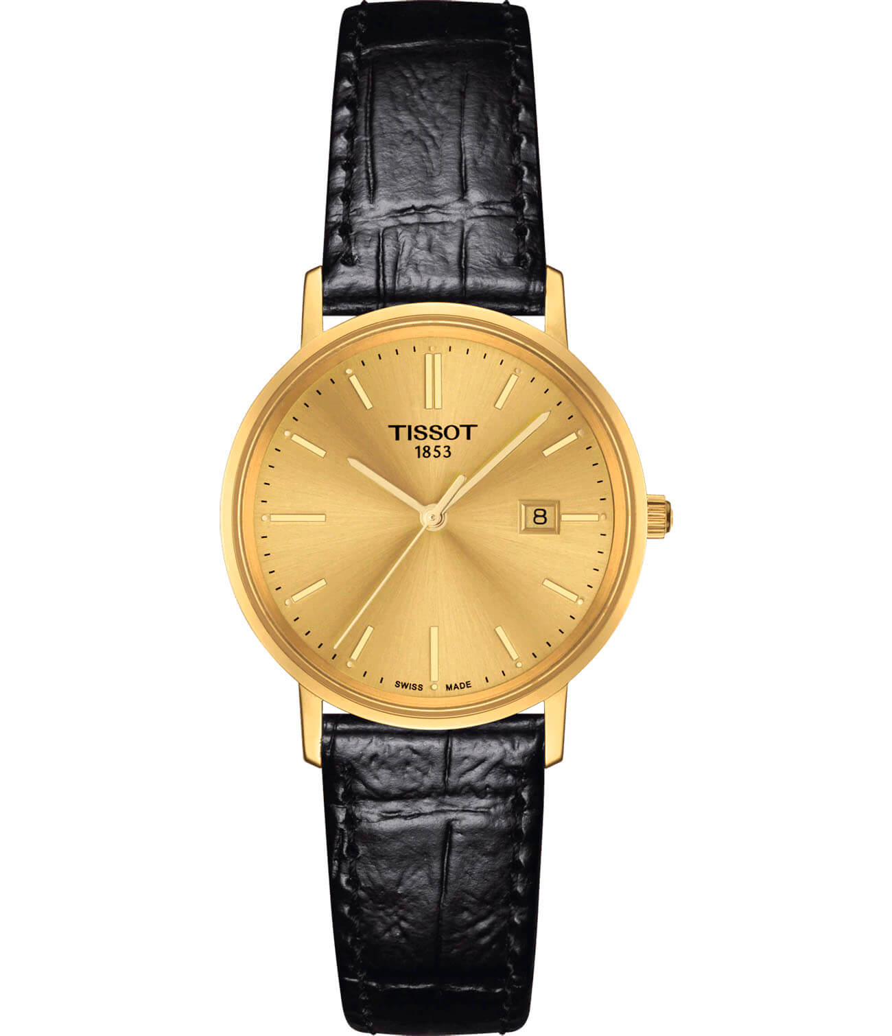 Tissot Tissot Goldrun Sapphire Lady 18K Gold T922.210.16.021.00  T9222101602100 кварцевые женские часы шампань циферблат, браслет кожаный — вид спереди