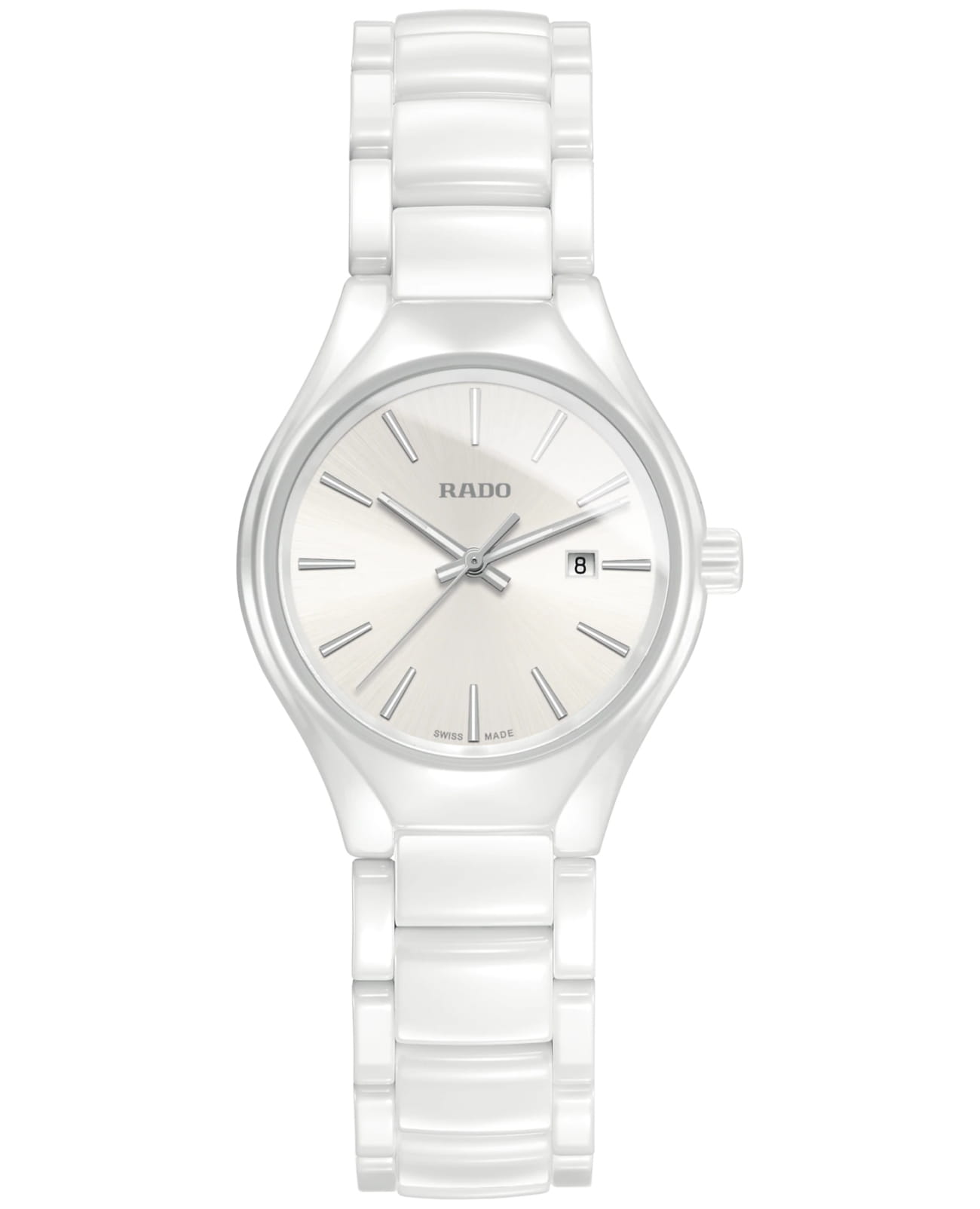 Rado Rado True R27061012  R27061012 кварцевые женские часы белый циферблат, браслет высокотехнологичная керамика — вид спереди