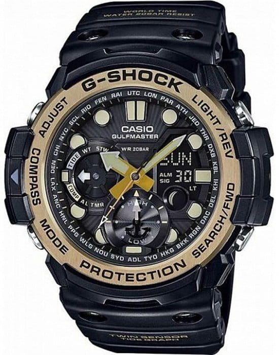 Casio Casio G-Shock GN-1000GB-1A  GN-1000GB-1A электронные мужские часы черный циферблат, браслет пластик — вид спереди