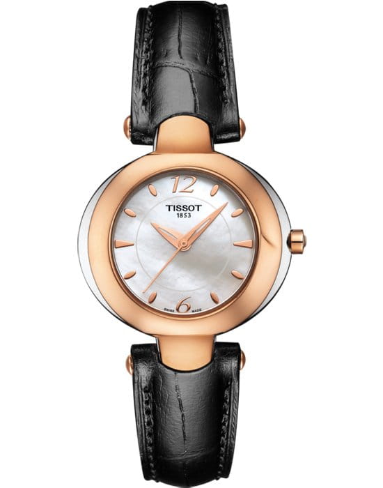 Tissot Tissot Organdy Lady 18K Gold T916.209.46.117.01  T9162094611701 кварцевые женские часы перламутровый циферблат, браслет кожаный — вид спереди