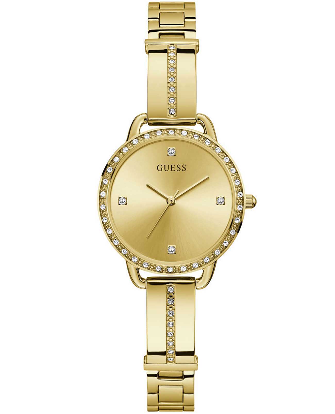 Guess GUESS GW0022L2  GW0022L2 кварцевые женские часы золотой циферблат, браслет сталь с ip покрытием — вид спереди