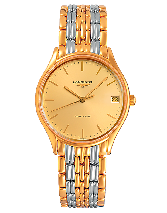 Longines Longines Lyre L4.361.2.32.7  L43612327 механические женские часы золотой циферблат, браслет сталь c pvd покрытием — вид спереди