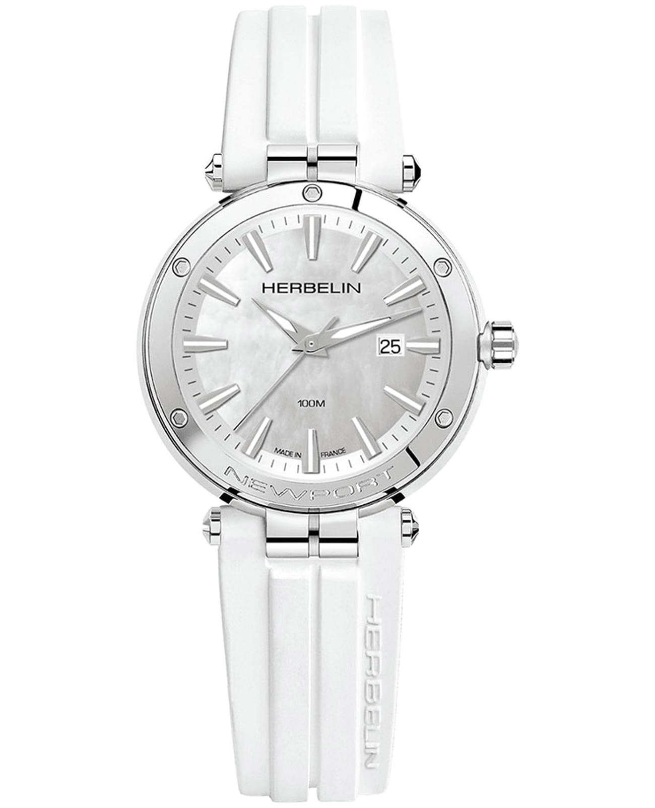 Herbelin Herbelin Newport 14288AP19CW  14288AP19CW кварцевые женские часы серебристый циферблат, браслет каучук — вид спереди