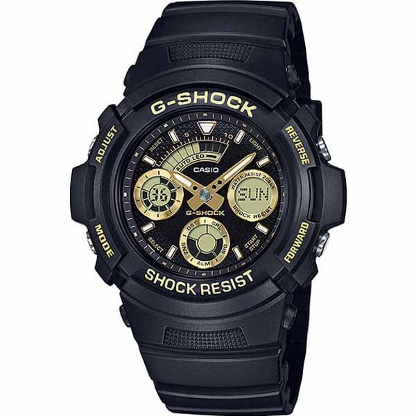 Casio Casio G-Shock AW-591GBX-1A9  AW-591GBX-1A9 электронные мужские часы черный циферблат, браслет пластик — вид спереди