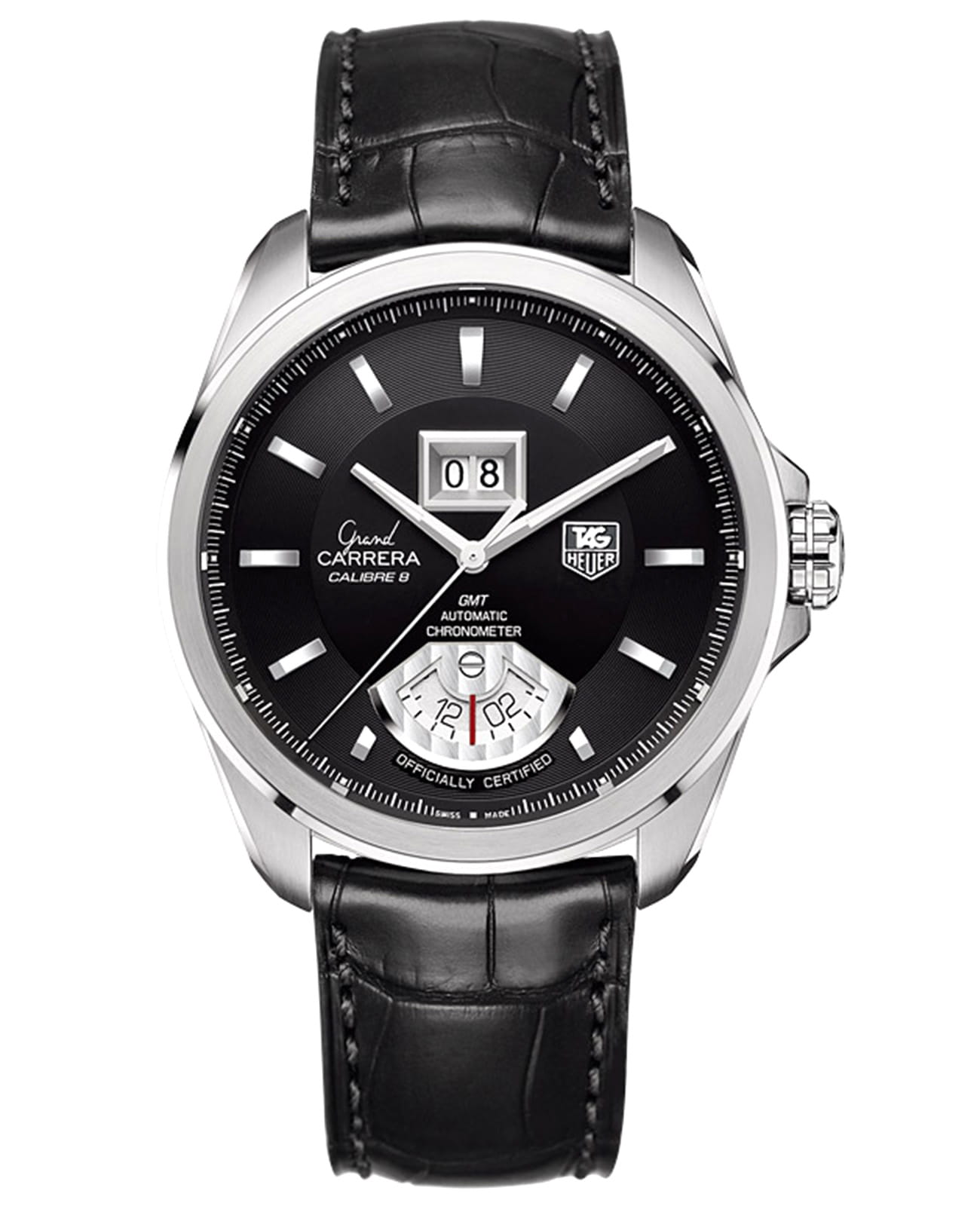 TAG Heuer TAG Heuer Carrera WAV5111.FC6225  WAV5111.FC6225 механические мужские часы черный циферблат, браслет кожаный — вид спереди