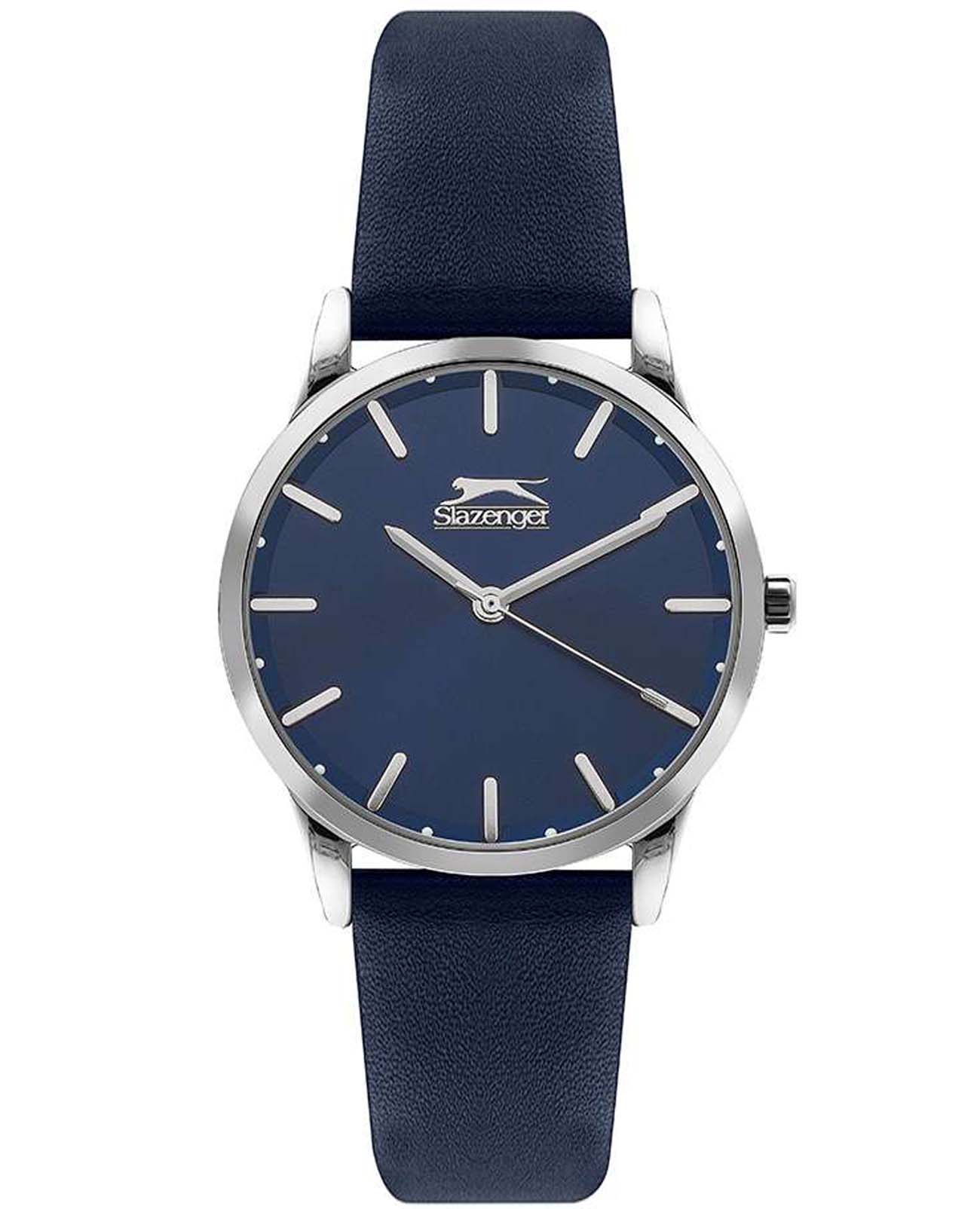 Slazenger Slazenger SL.09.2068.3.04  SL.09.2068.3.04 кварцевые женские часы синий циферблат, браслет кожаный — вид спереди