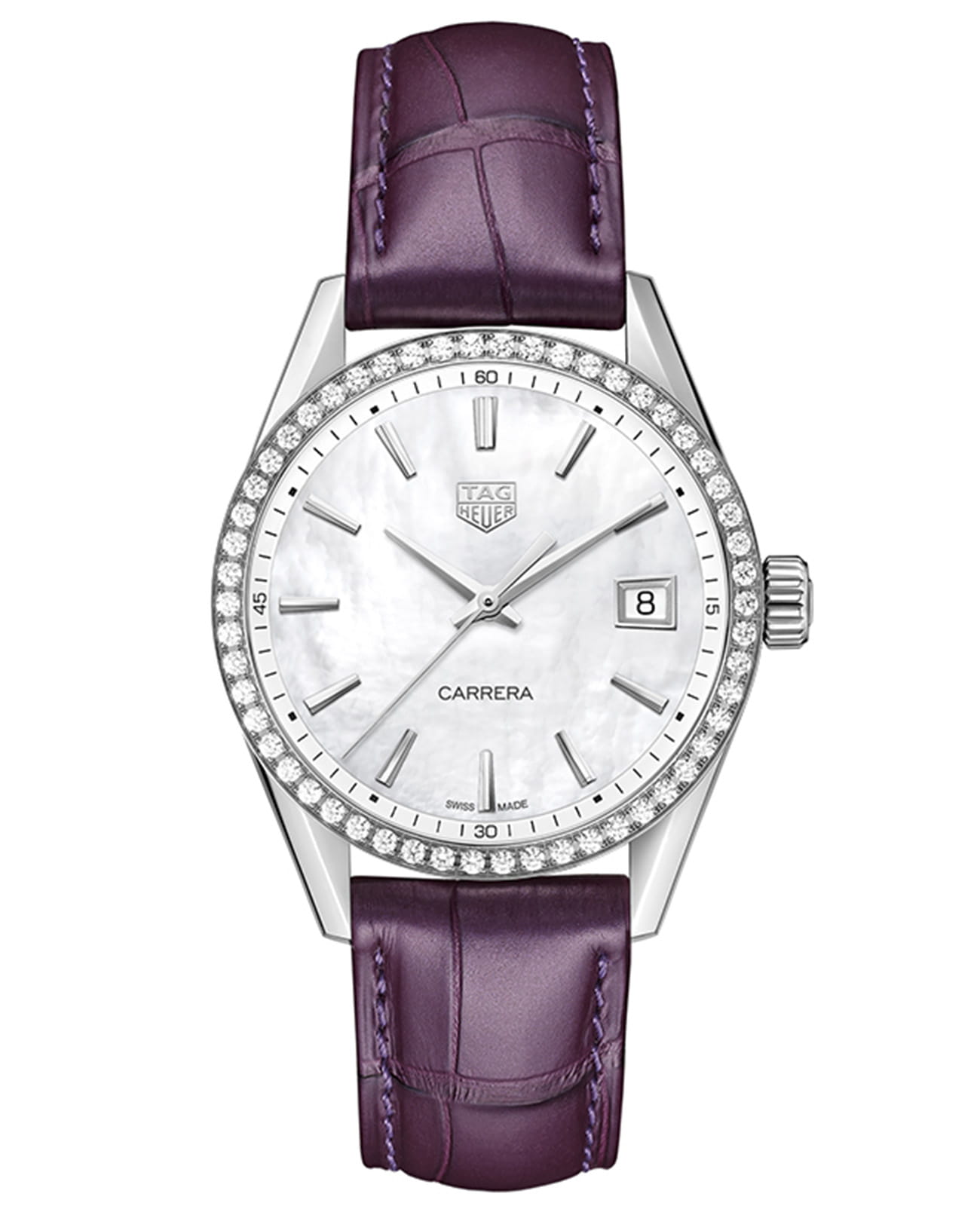 TAG Heuer TAG Heuer Carrera WBK1316.FC8261  WBK1316.FC8261 кварцевые женские часы перламутровый циферблат, браслет нержавеющая сталь — вид спереди