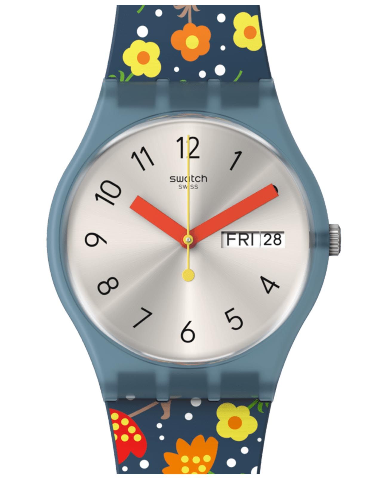 Swatch Swatch Gent Biosourced Standard SO28N704  SO28N704 кварцевые женские часы серебристый циферблат, браслет силикон — вид спереди