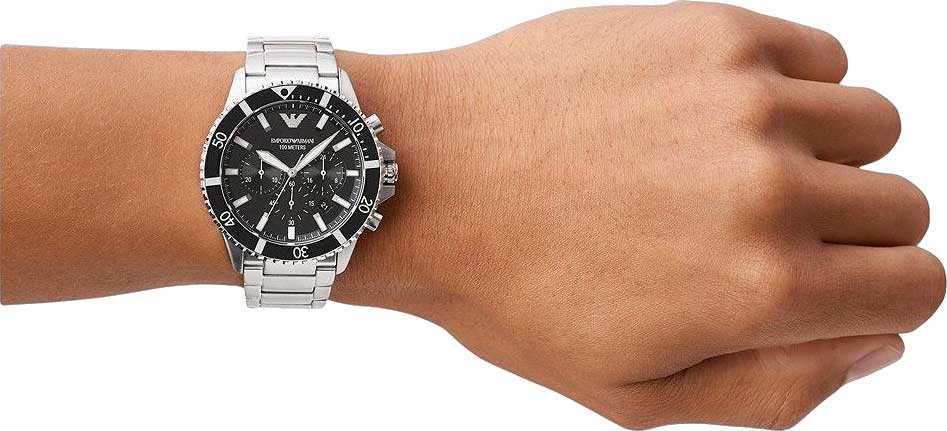 Emporio Armani Emporio Armani Diver AR11361,  италия мужские часы на браслете нержавеющая сталь боковой вид