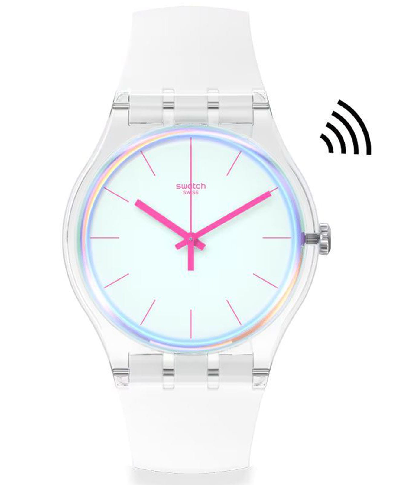 Swatch Swatch New Gent Biosourced Swatch Pay! SO29K116-5300  SO29K116-5300 кварцевые женские часы белый циферблат, браслет силикон — вид спереди