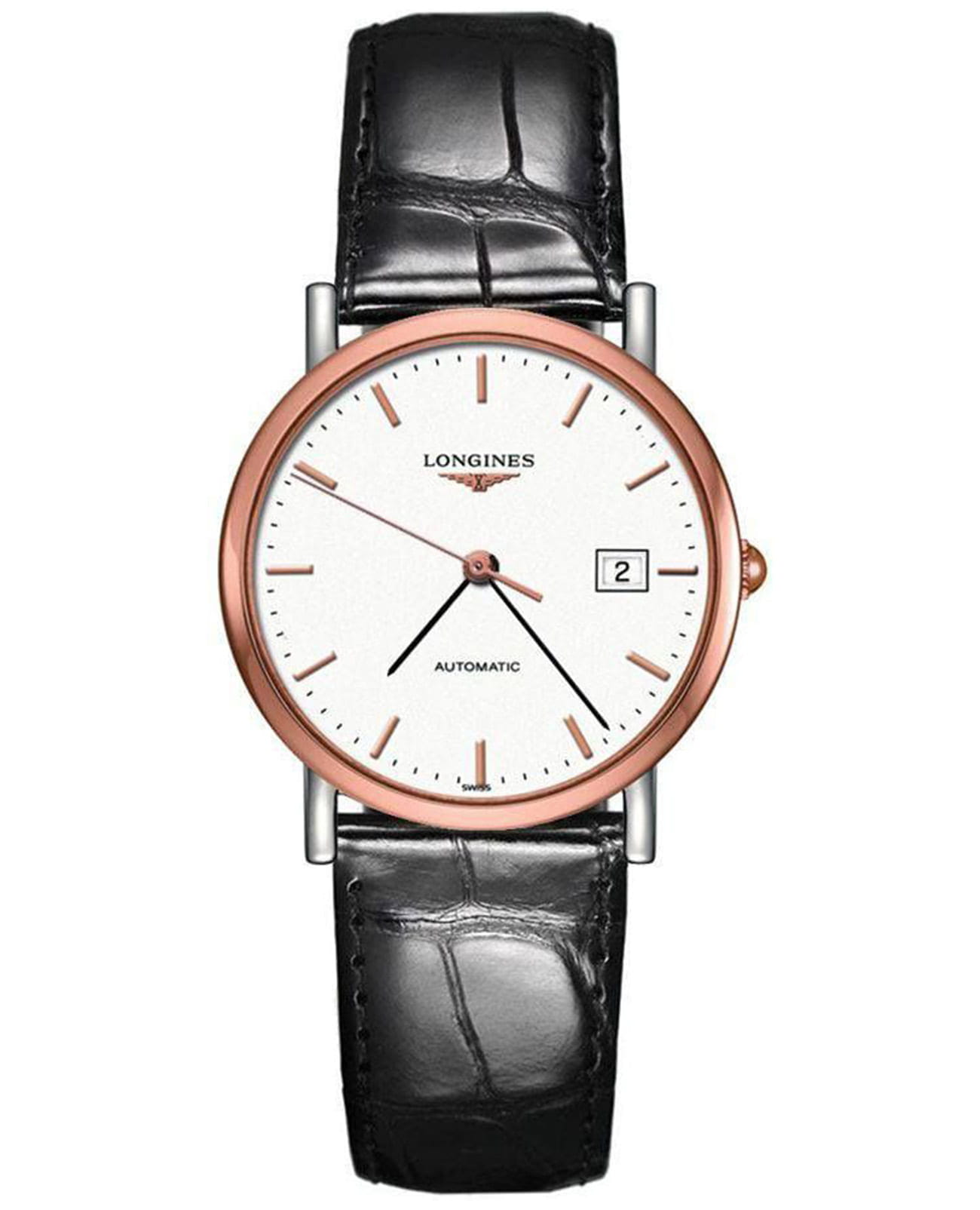 Longines Longines Elegant Collection L4.809.5.12.0  L48095120 механические женские часы белый циферблат, браслет кожаный — вид спереди