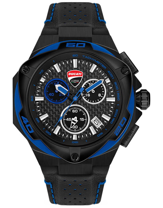 Ducati Corse Motore DTWGC2019005  DTWGC2019005 кварцевые мужские часы черный циферблат, браслет кожаный — вид спереди