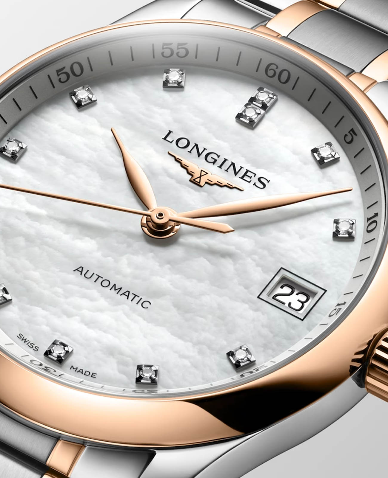 Longines Longines Master Collection L2.357.5.89.7 механические женские часы часы крупный план перламутровый циферблата