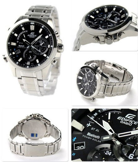 Casio Casio Edifice EQB-510D-1A, edifice япония мужские часы на браслете 18-каратное желтое золото боковой вид