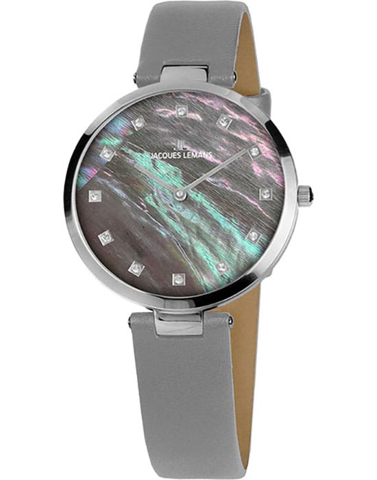 Jacques Lemans Jacques Lemans 1-2001i  1-2001i кварцевые женские часы перламутровый циферблат, браслет кожаный — вид спереди