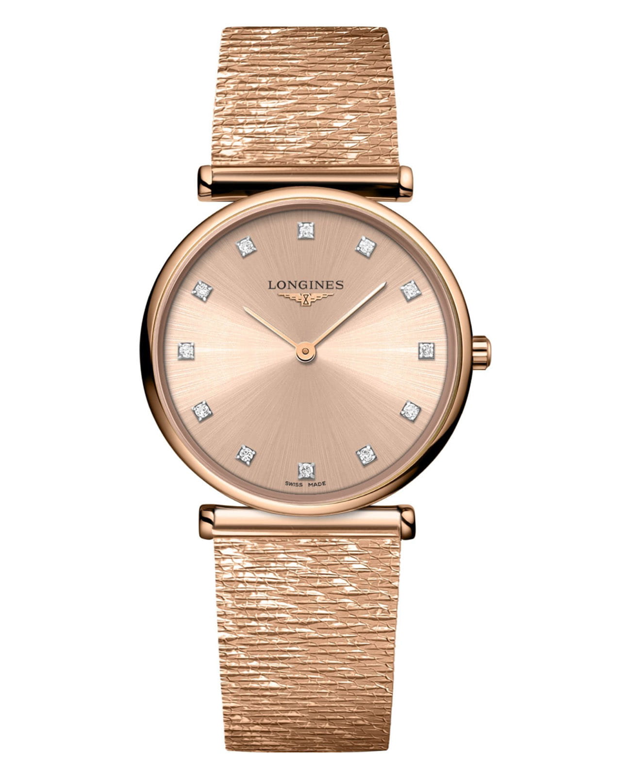 Longines Longines La Grande Classique L4.512.1.93.8  L45121938 кварцевые женские часы золотой циферблат, браслет сталь c pvd покрытием — вид спереди