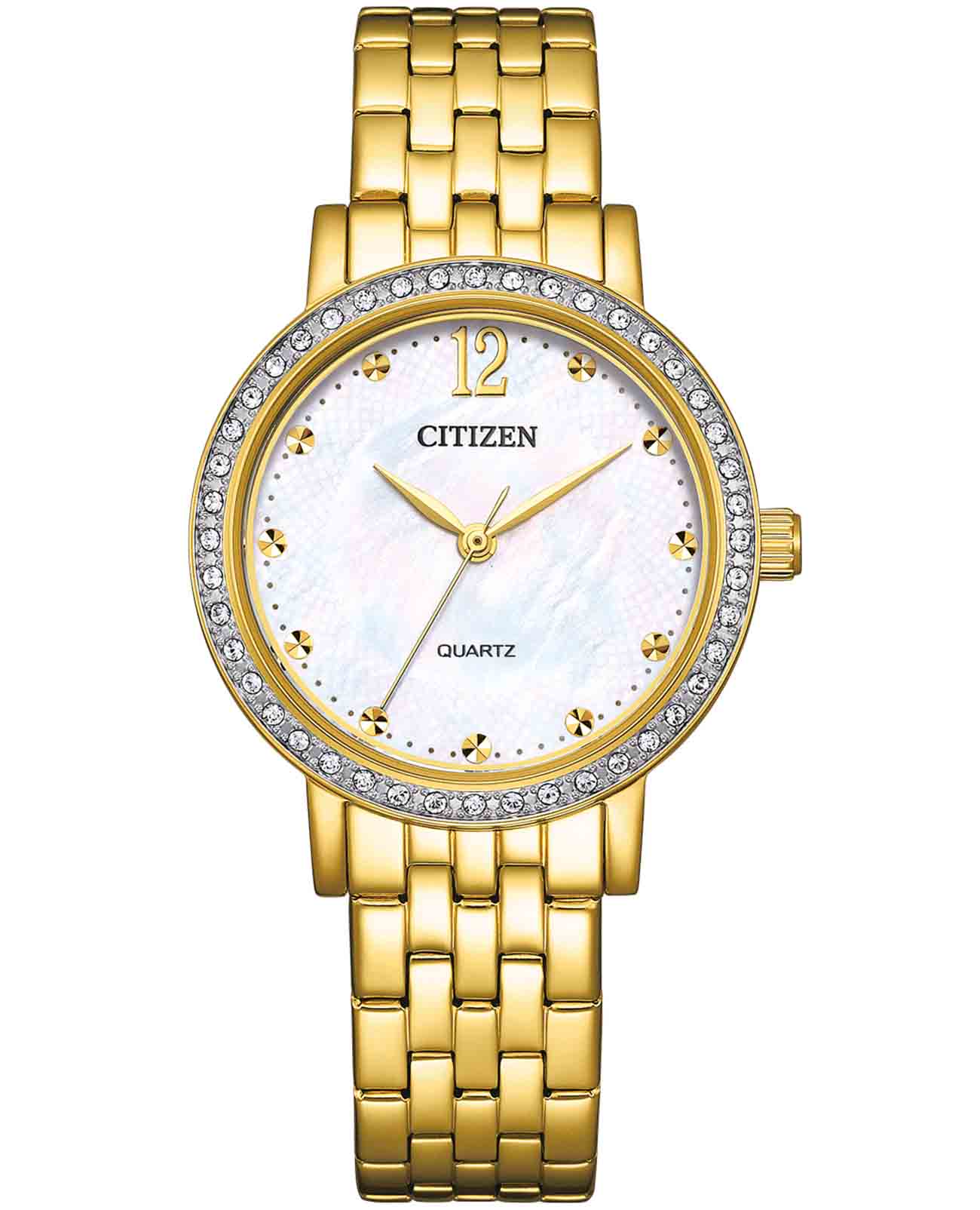Citizen Citizen Elegance EL3102-50D  EL3102-50D кварцевые женские часы перламутровый циферблат, браслет нержавеющая сталь с ip-покрытием — вид спереди