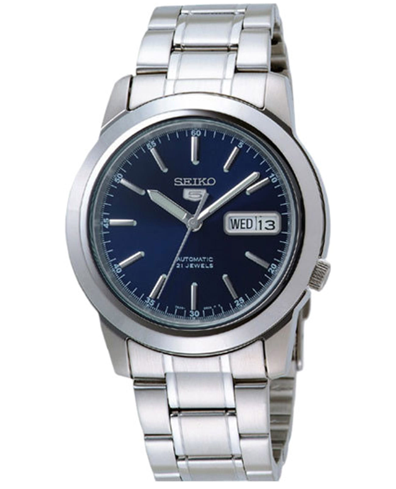 Seiko Seiko 5 Regular SNKE51K1  SNKE51K1 механические мужские часы синий циферблат, браслет нержавеющая сталь — вид спереди