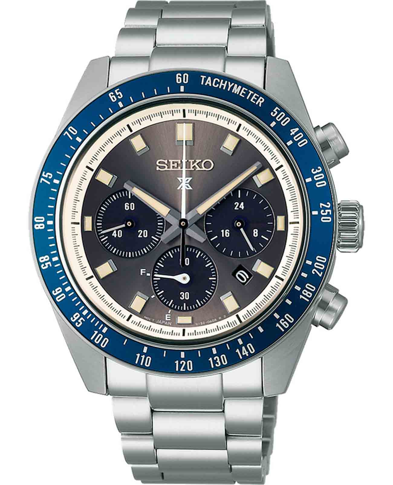 Seiko Seiko Prospex Speedtimer SSC939P1 Speedtimer SSC939P1 кварцевые мужские часы синий циферблат, браслет нержавеющая сталь — вид спереди