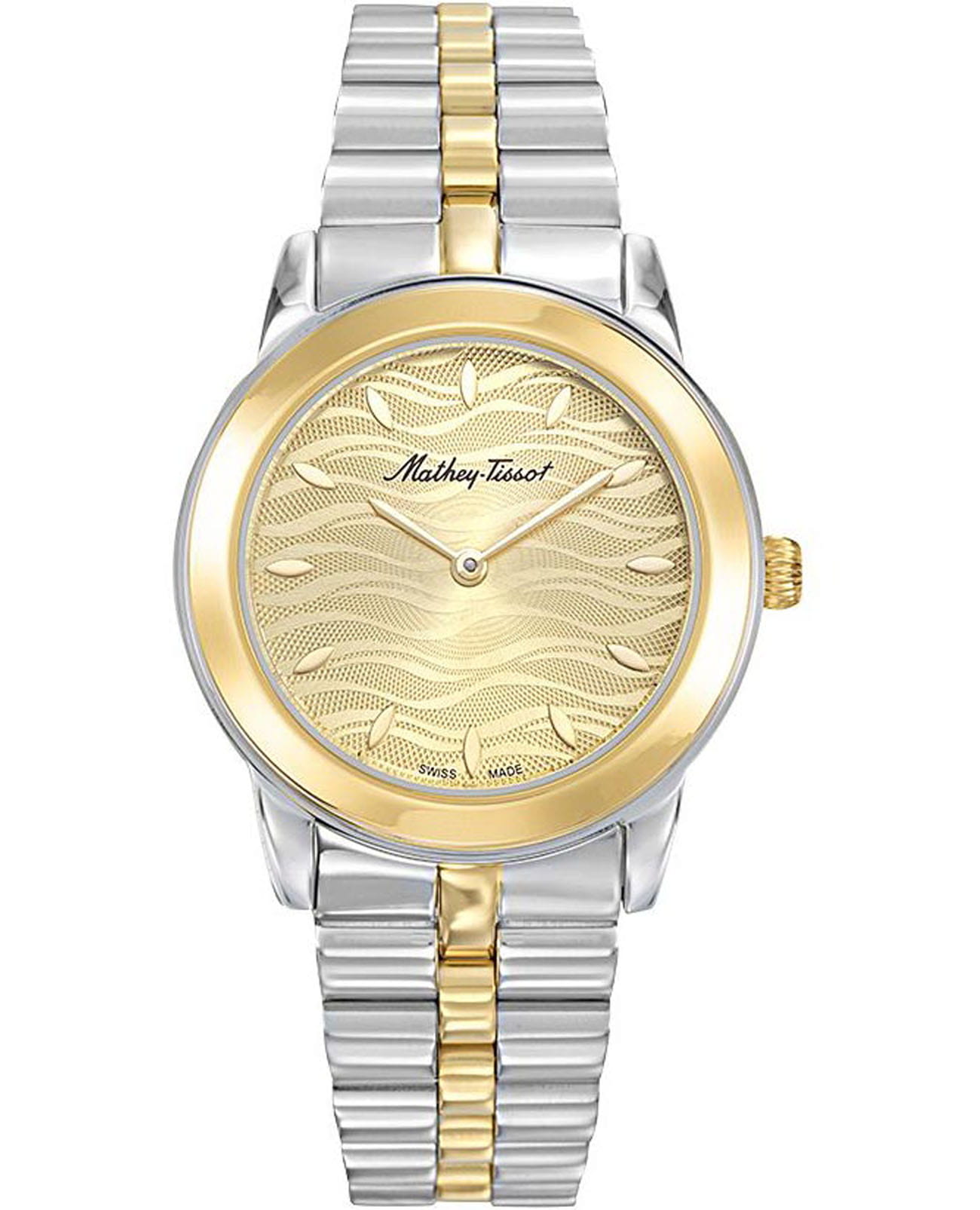 Mathey-Tissot Mathey-Tissot Artemis D10860BDI  D10860BDI кварцевые женские часы желтый циферблат, браслет нержавеющая сталь с pvd-покрытием — вид спереди