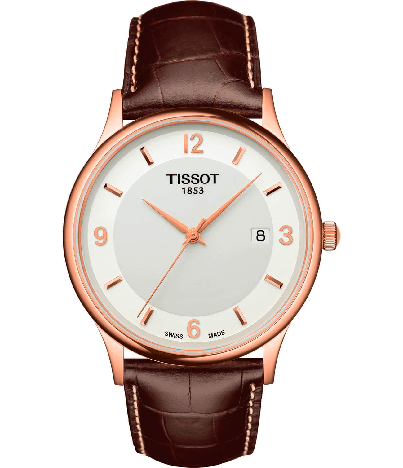 Tissot Tissot Rose Dream 18K Gold T914.410.76.017.00  T9144107601700 кварцевые мужские часы белый циферблат, браслет кожаный — вид спереди