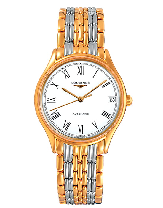 Longines Longines Lyre L4.361.2.11.7  L43612117 механические женские часы белый циферблат, браслет сталь c pvd покрытием — вид спереди