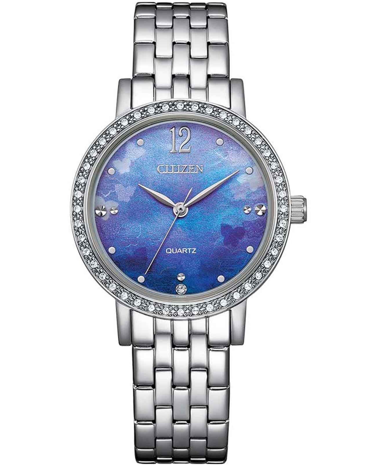 Citizen Citizen Elegance EL3100-55N  EL3100-55N кварцевые женские часы голубой циферблат, браслет нержавеющая сталь — вид спереди