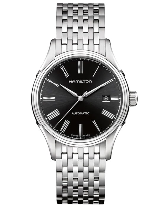 Hamilton Hamilton American Classic Valiant Auto H39515134  H39515134 механические мужские часы черный циферблат, браслет нержавеющая сталь — вид спереди