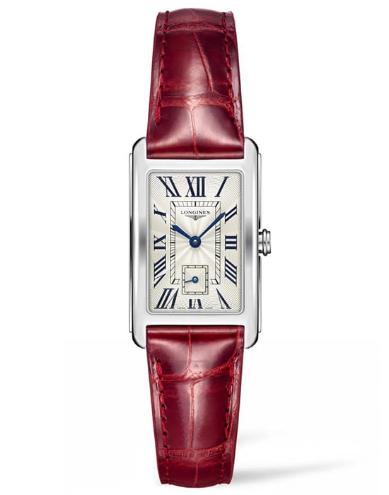 Longines Longines DolceVita L5.512.4.71.5  L55124715 кварцевые женские часы серебристый циферблат, браслет кожаный — вид спереди