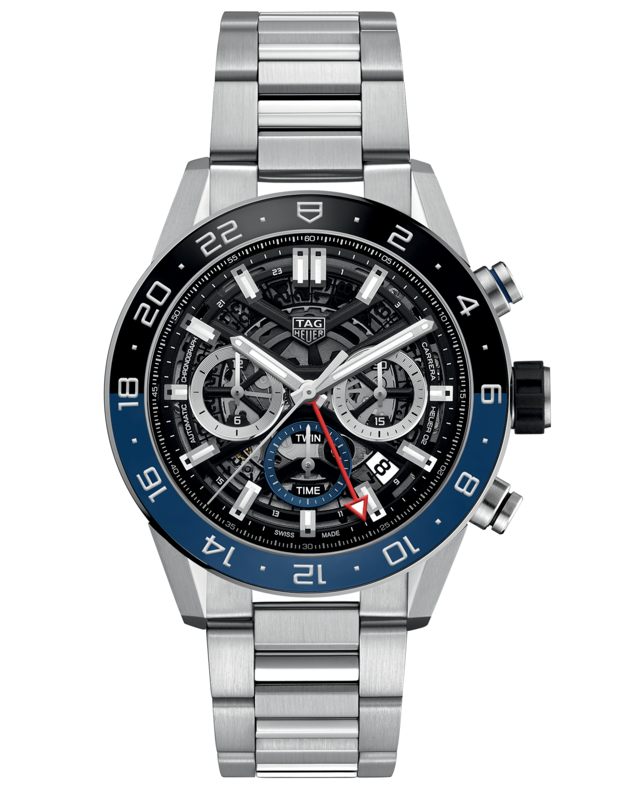 TAG Heuer TAG Heuer Carrera CBG2A1Z.BA0658  CBG2A1Z.BA0658 механические мужские часы черный циферблат, браслет нержавеющая сталь — вид спереди
