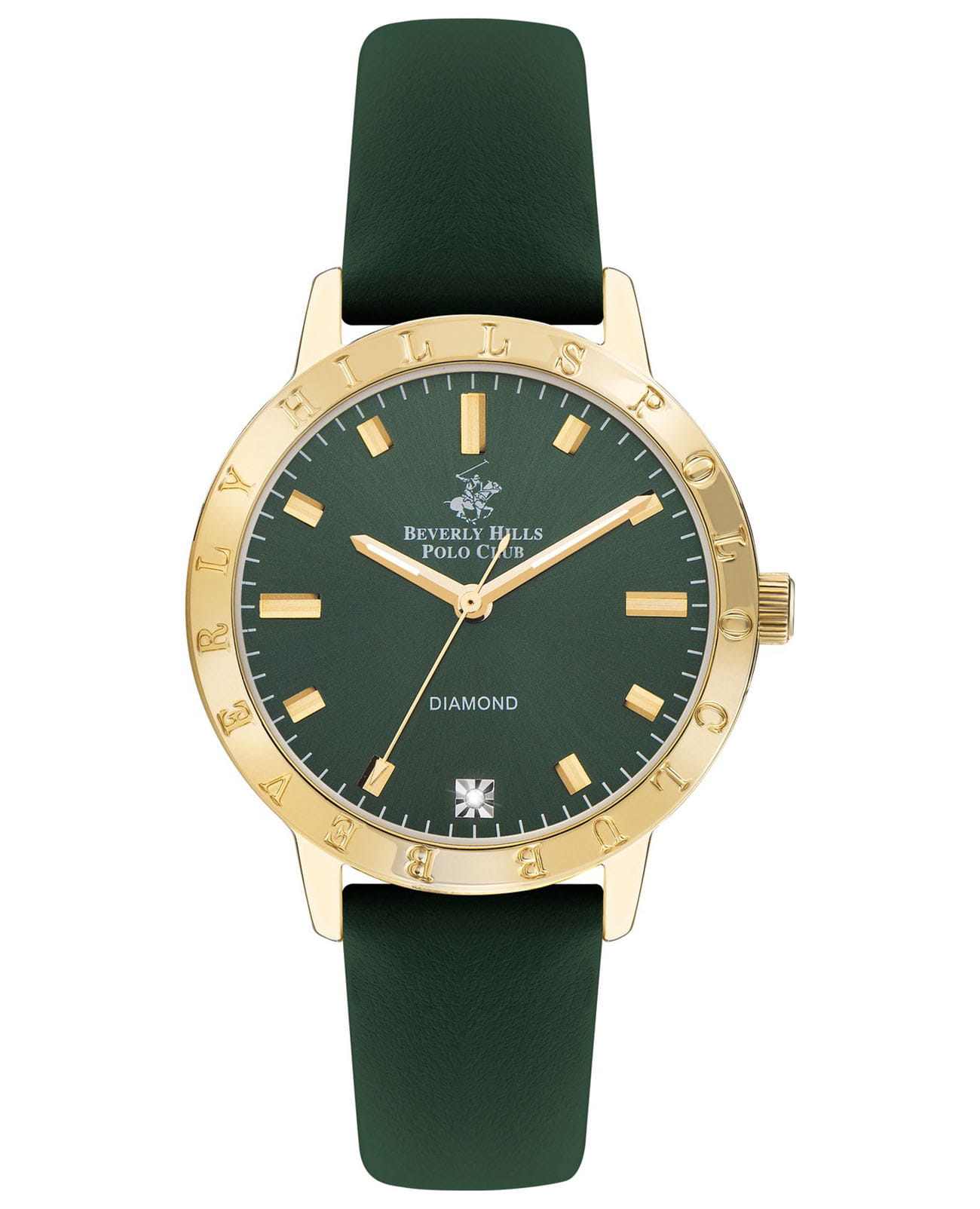 Beverly Hills Polo Club Beverly Hills Polo Club BP3387C.177  BP3387C.177 кварцевые женские часы зеленый циферблат, браслет кожаный — вид спереди