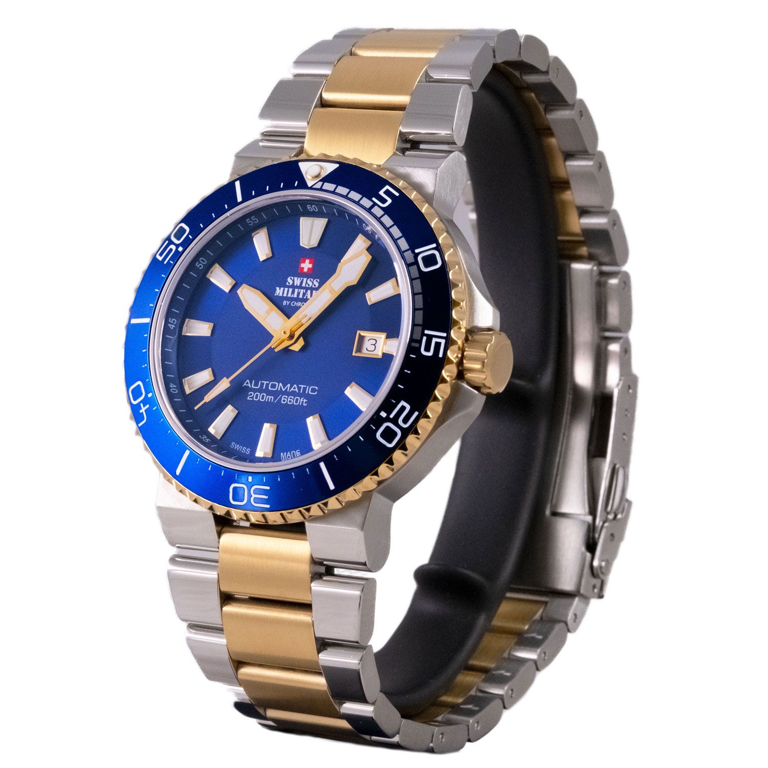 Swiss Military by Chrono Swiss Military by Chrono Automatic Dive SMA34086.03 мужские часы синий циферблат на запястье