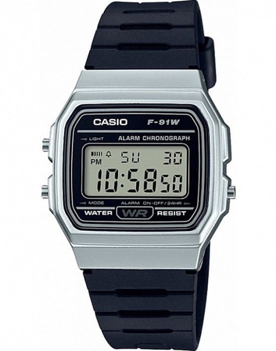 Casio Casio Illuminator F-91WM-7ADF (F-91WM-7A)  F-91WM-7A кварцевые мужские часы  циферблат, браслет пластик — вид спереди