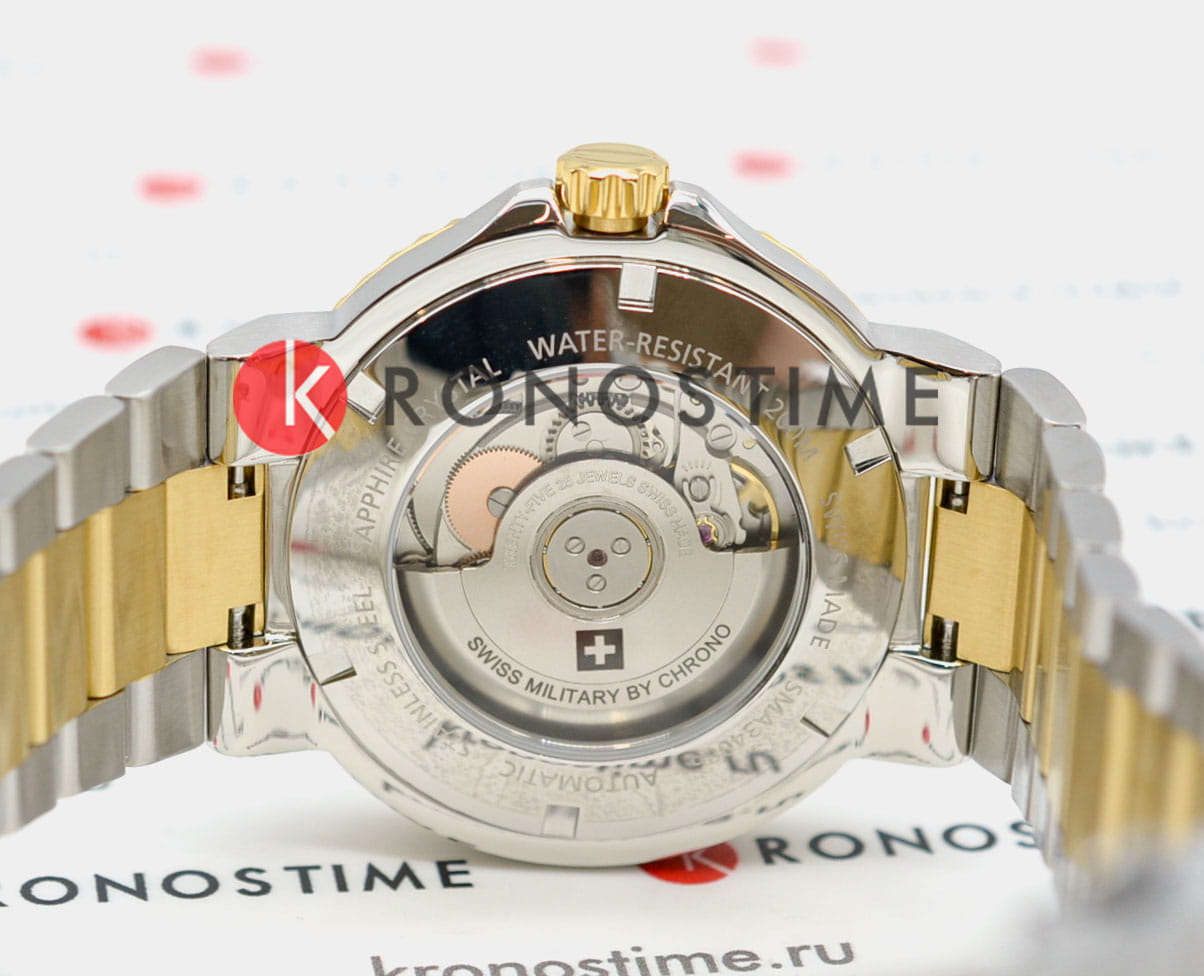Swiss Military by Chrono Swiss Military by Chrono Automatic Dive SMA34086.03 швейцария наручные мужские часы заводная головка с логотипом Swiss Military by Chrono