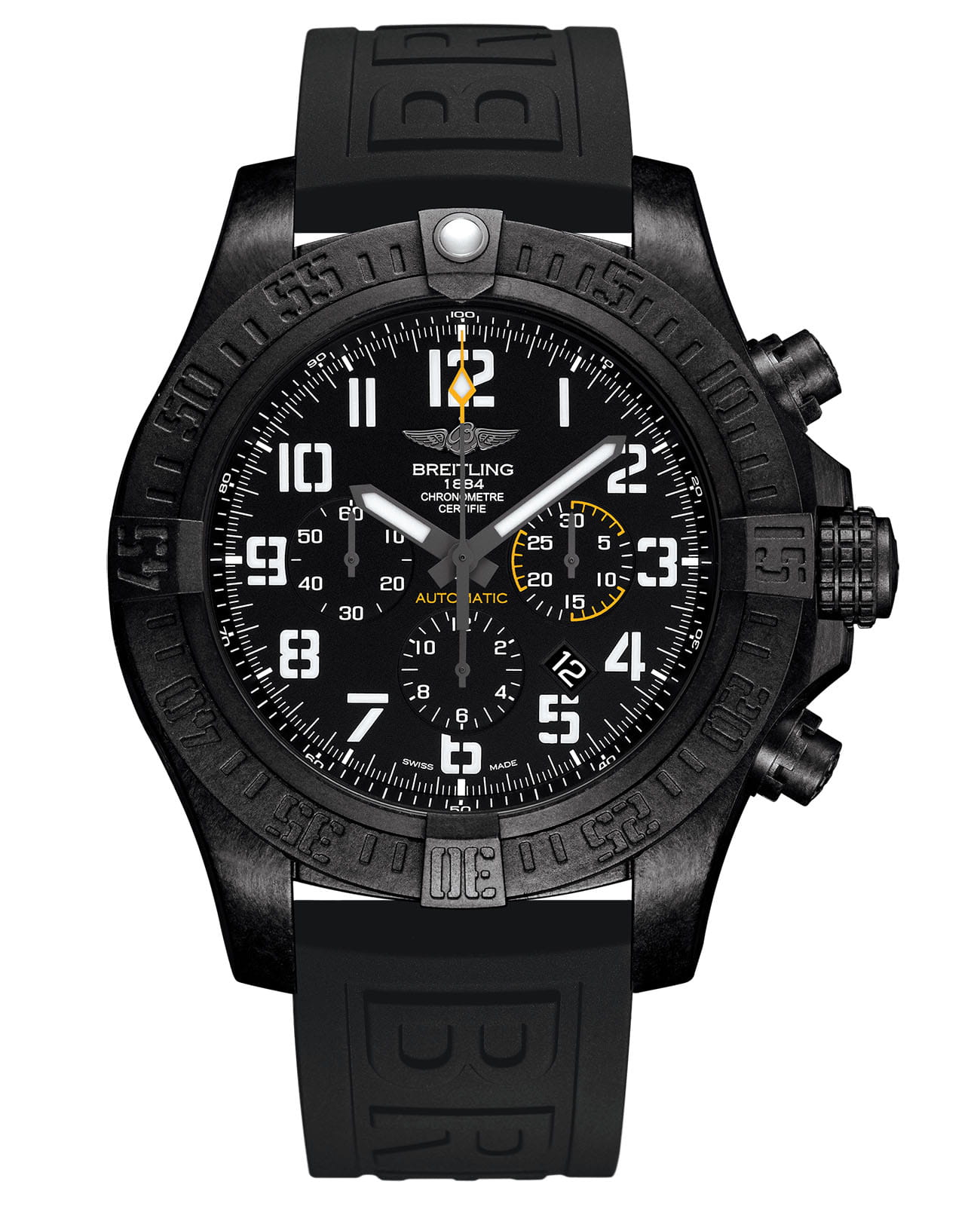 Breitling Breitling Avenger Hurricane 12H XB0170E41B1S1  XB0170E41B1S1 механические мужские часы черный циферблат, браслет каучук — вид спереди