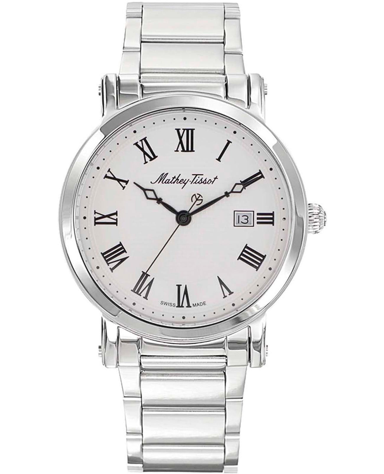 Mathey-Tissot Mathey-Tissot City Metal HB611251MABR  HB611251MABR кварцевые мужские часы белый циферблат, браслет нержавеющая сталь 316l — вид спереди
