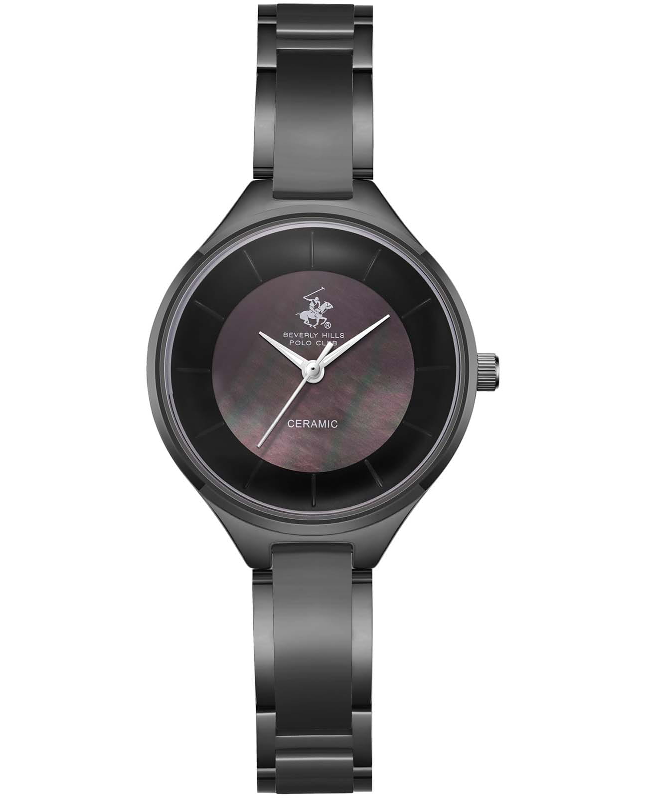 Beverly Hills Polo Club Beverly Hills Polo Club BP3706C.851  BP3706C.851 кварцевые женские часы черный циферблат, браслет сталь с ip покрытием + керамика — вид спереди