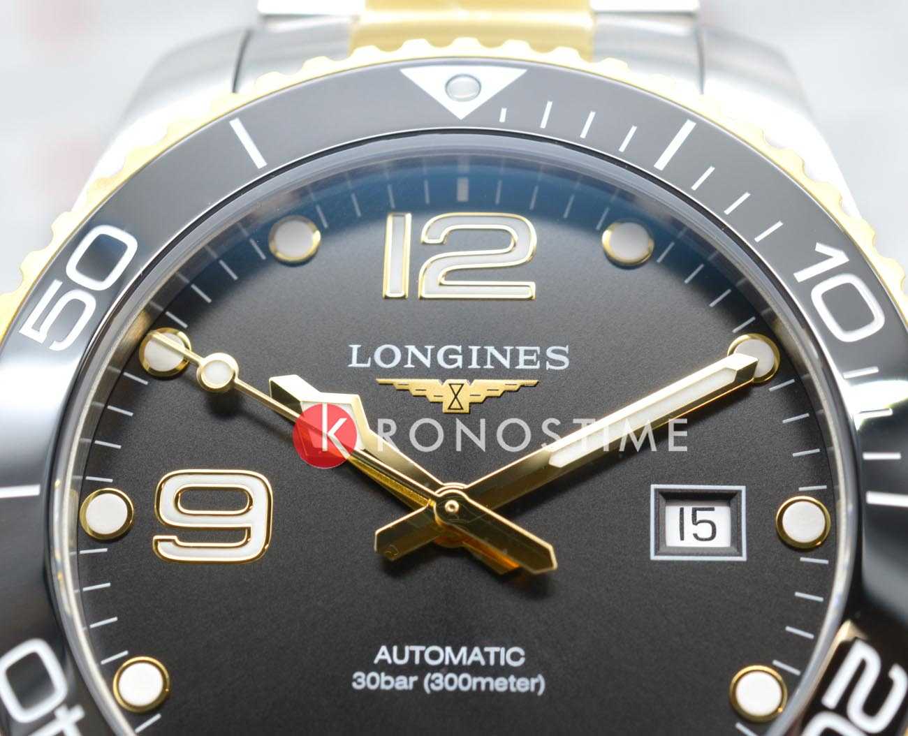 Longines Longines HydroConquest L3.782.3.56.7, hydroconquest швейцария мужские часы на браслете нержавеющая сталь с pvd-покрытием боковой вид
