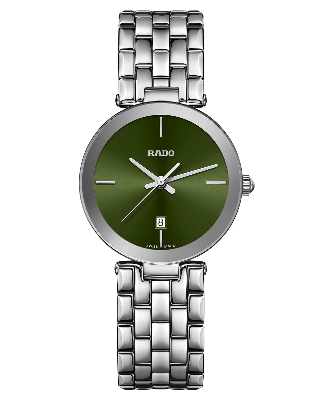 Rado Rado Florence R48874313  R48874313 кварцевые женские часы зеленый циферблат, браслет нержавеющая сталь — вид спереди